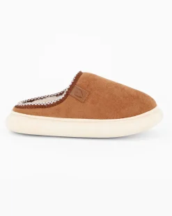 TIGLIO RAMBLAS - Pantofola camel scamosciata da donna con pelliccia interna