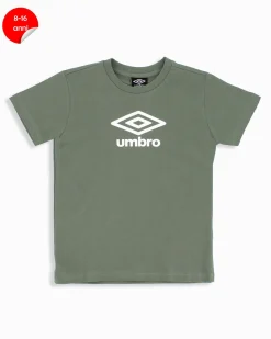 UMBRO - Tshirt manica corta ragazzi 8-16 anni verde militare in cotone