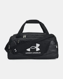 UNDER ARMOR - Borsone nero impermeabile con tasca frontale e logo bianco