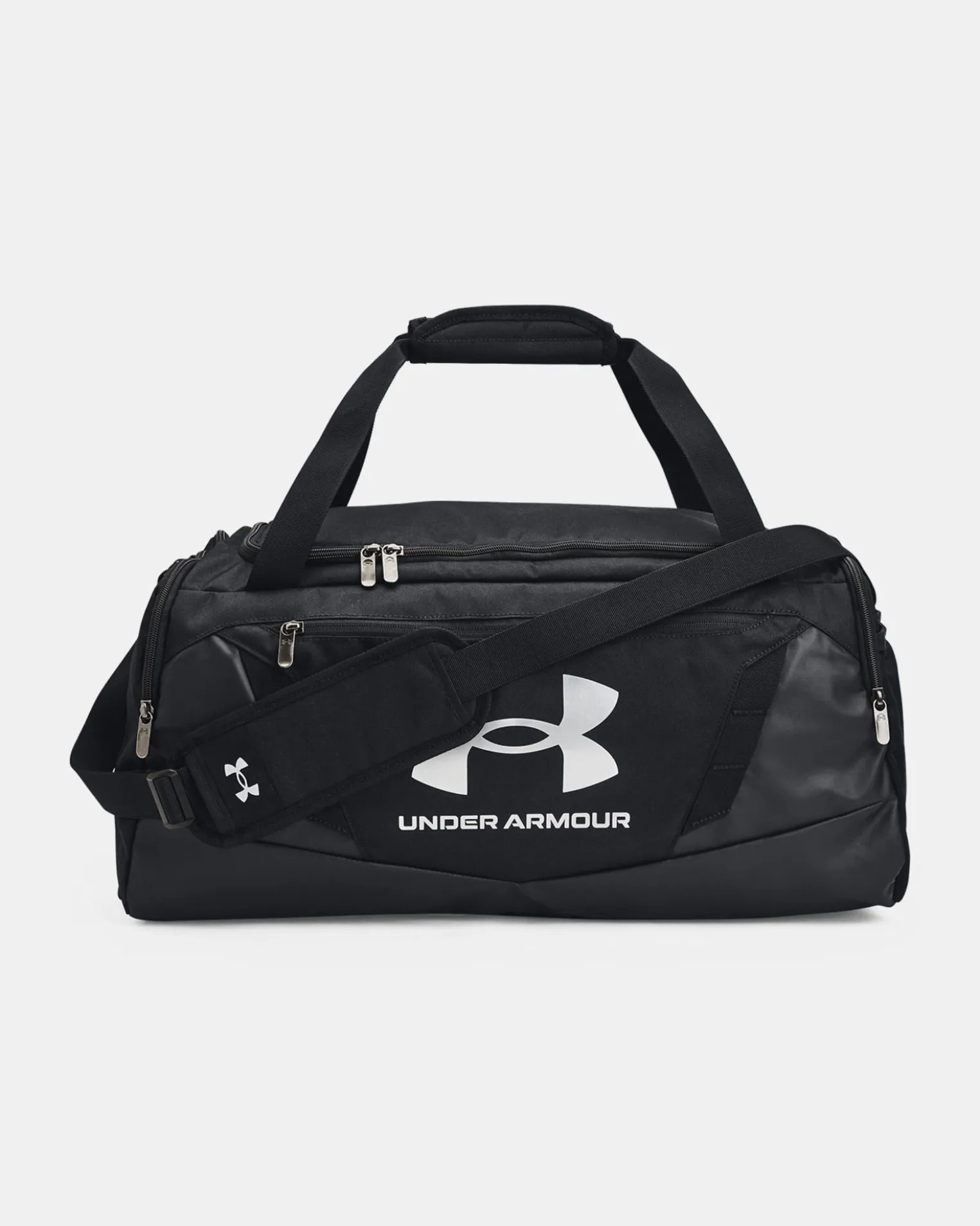 UNDER ARMOR - Borsone nero impermeabile con tasca frontale e logo bianco
