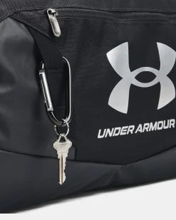 UNDER ARMOR - Borsone nero impermeabile con tasca frontale e logo bianco