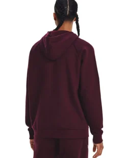 UNDER ARMOR - Felpa da uomo bordeaux con cappuccio e logo bianco