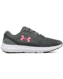 UNDER ARMOR - Scarpa da running donna grigia e rosa in mesh traspirante - SURGE 3