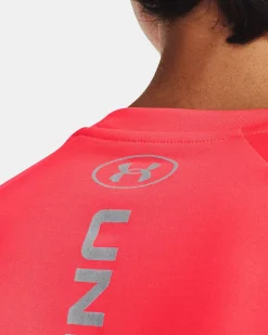 UNDER ARMOR - T shirt da allenamento uomo rossa in tessuto traspirante