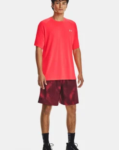 UNDER ARMOR - T shirt da allenamento uomo rossa in tessuto traspirante