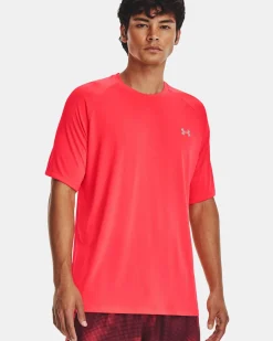 UNDER ARMOR - T shirt da allenamento uomo rossa in tessuto traspirante