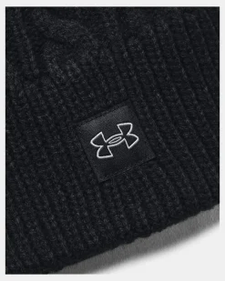 UNDER ARMOUR - Cappello invernale da donna nero con motivo a treccia