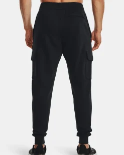 UNDER ARMOUR - Pantalone tuta cargo da uomo nero con logo bianco