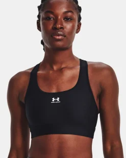 UNDER ARMOUR - Top nero ultra aderente in tessuto traspirante con logo bianco