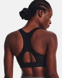 UNDER ARMOUR - Top nero ultra aderente in tessuto traspirante con logo bianco