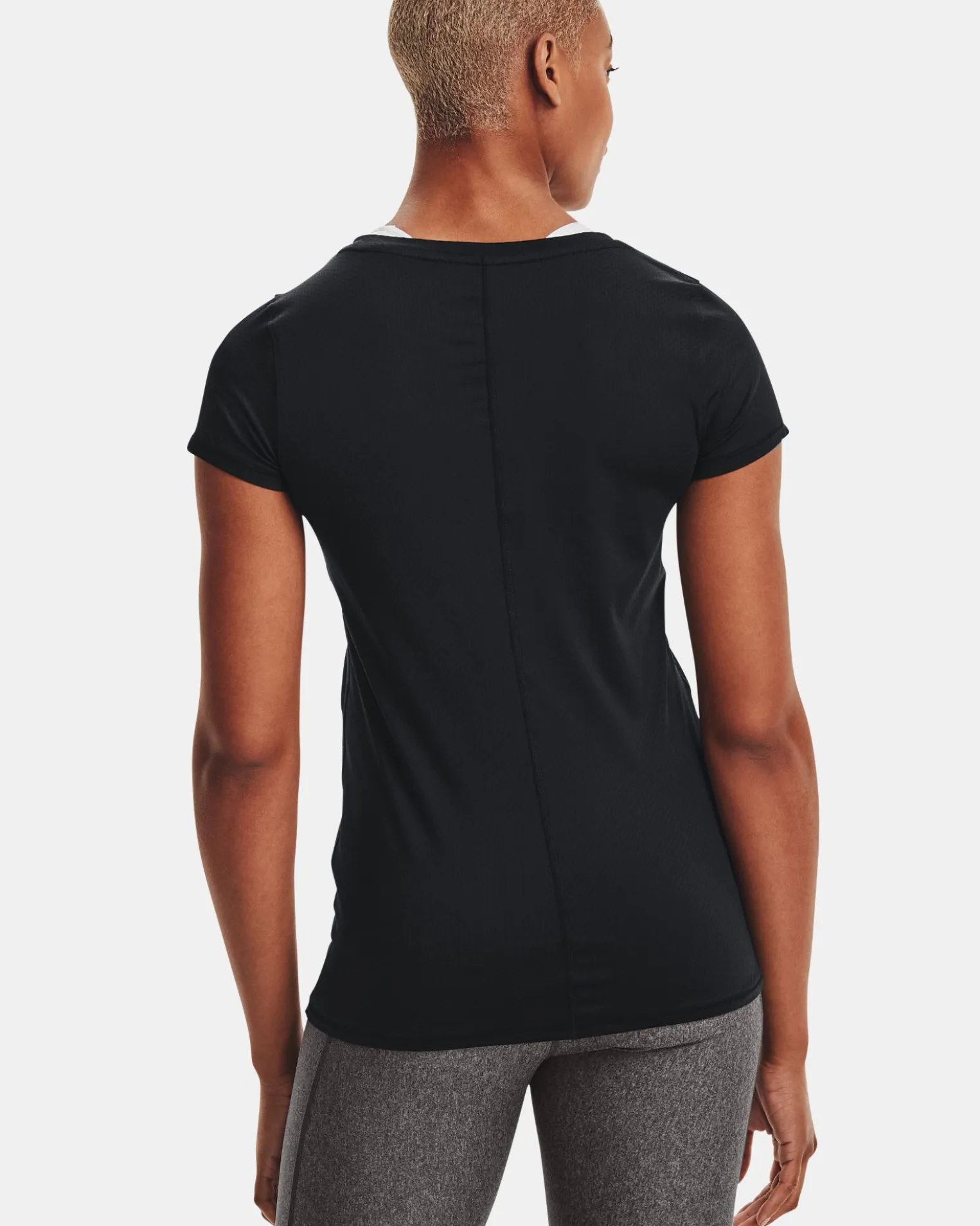 UNDER ARMOUR - T shirt da donna nera in tessuto traspirante con logo bianco