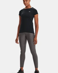UNDER ARMOUR - T shirt da donna nera in tessuto traspirante con logo bianco