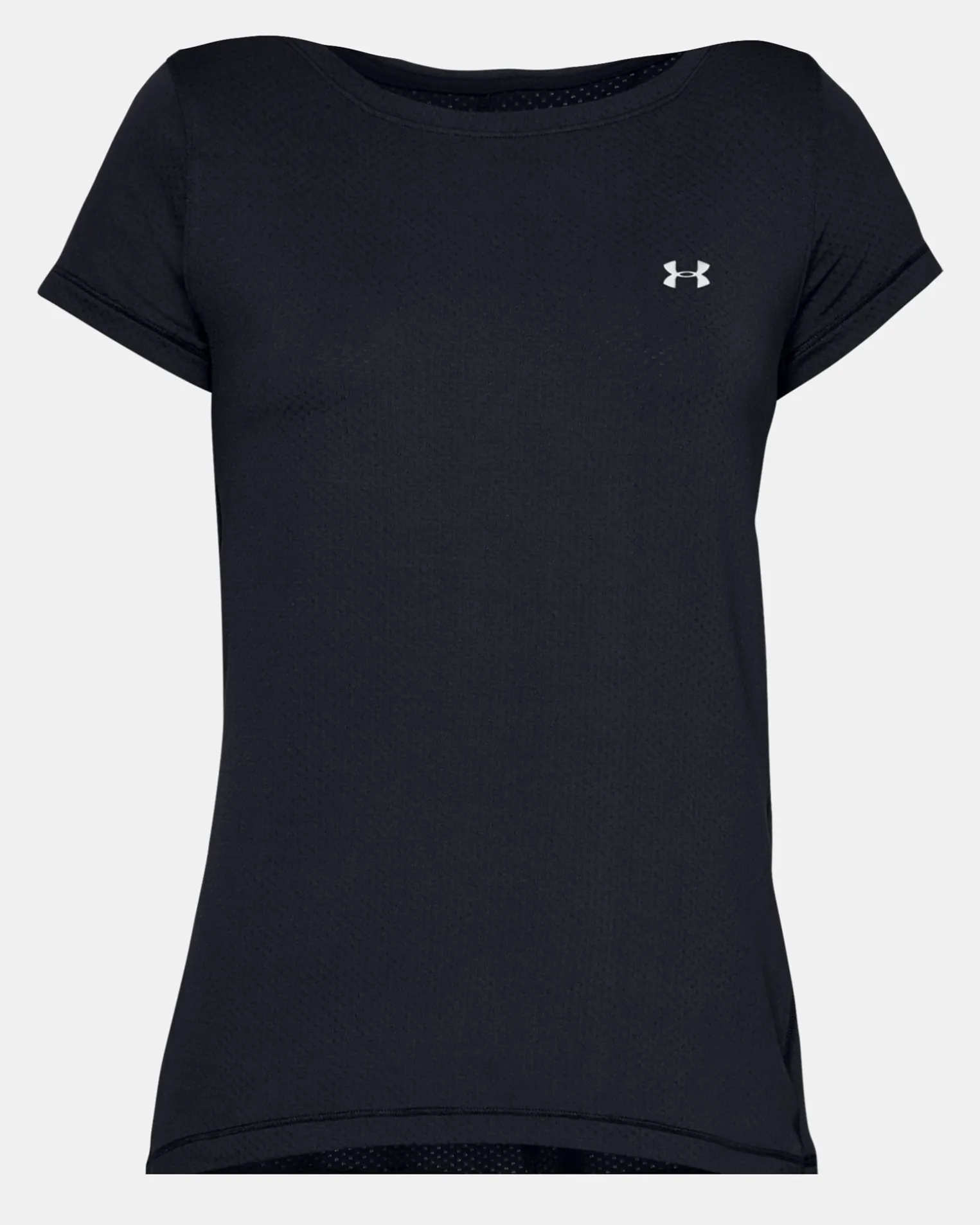 UNDER ARMOUR - T shirt da donna nera in tessuto traspirante con logo bianco