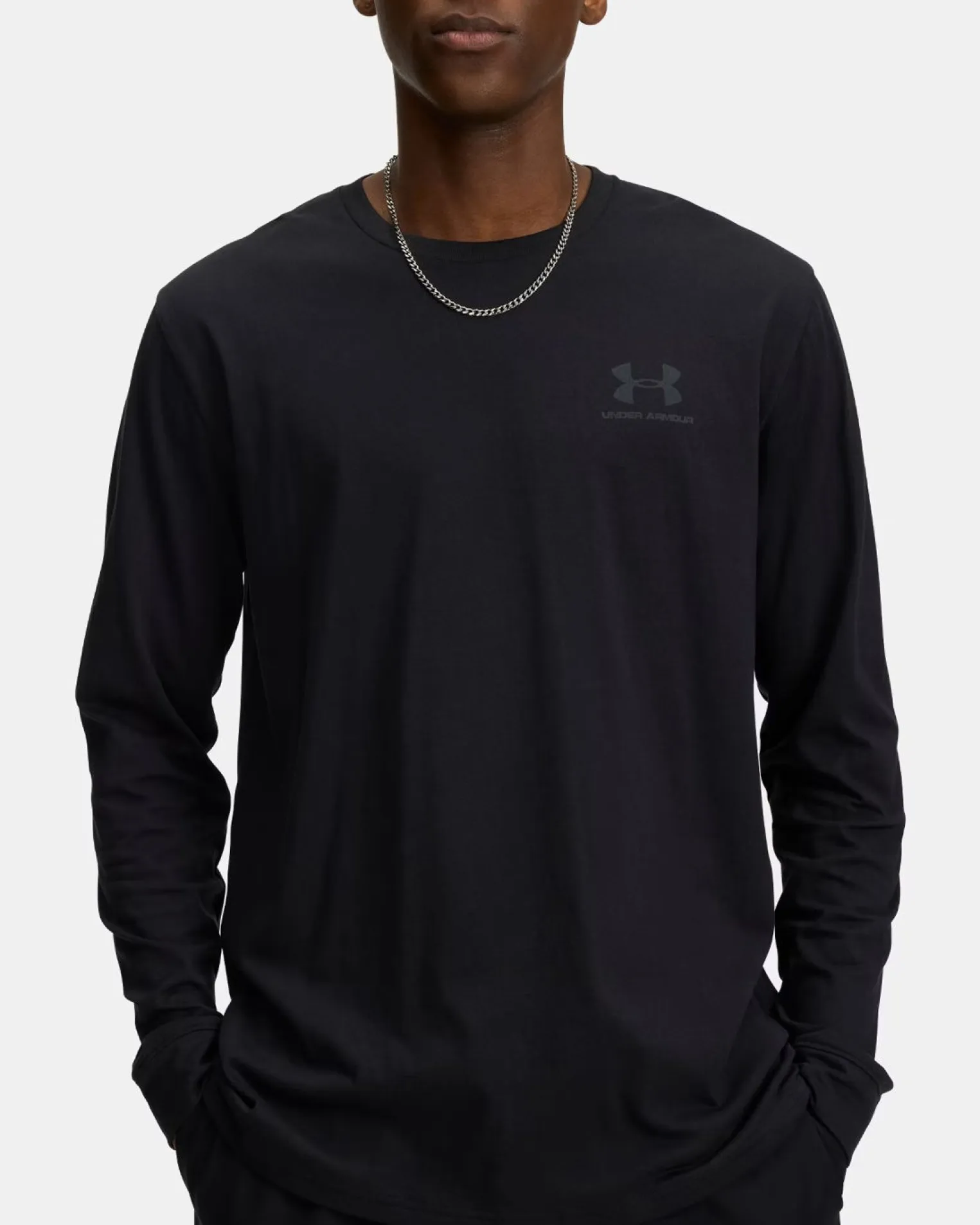 UNDER ARMOUR - T-SHIRT MANICA LUNGA SPORTSTYLE LEFT CHEST LS NERA DA UOMO, 1329585_0002