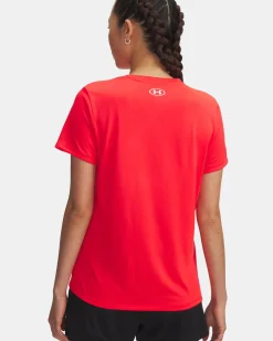UNDER ARMOUR -T-SHIRT MEZZA MANICA TECH SSC - SOLID ROSSA DA DONNA, 1384231_0714