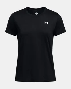 UNDER ARMOUR -T-SHIRT MEZZA MANICA TECH SSC - SOLID NERA  DA DONNA, 1384231_0001