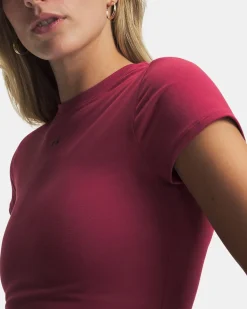 UNDER ARMOUR -T- SHIRT MEZZA MANICA MOTION FITTED SS ROSSO BORDEAUX DA DONNA,   6013774_0622