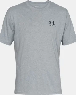 UNDER ARMOUR  - T- SHIRT MEZZA MANICA SPORTSTYLE LEFT  GRIGIA DA UOMO,  1326799_0036