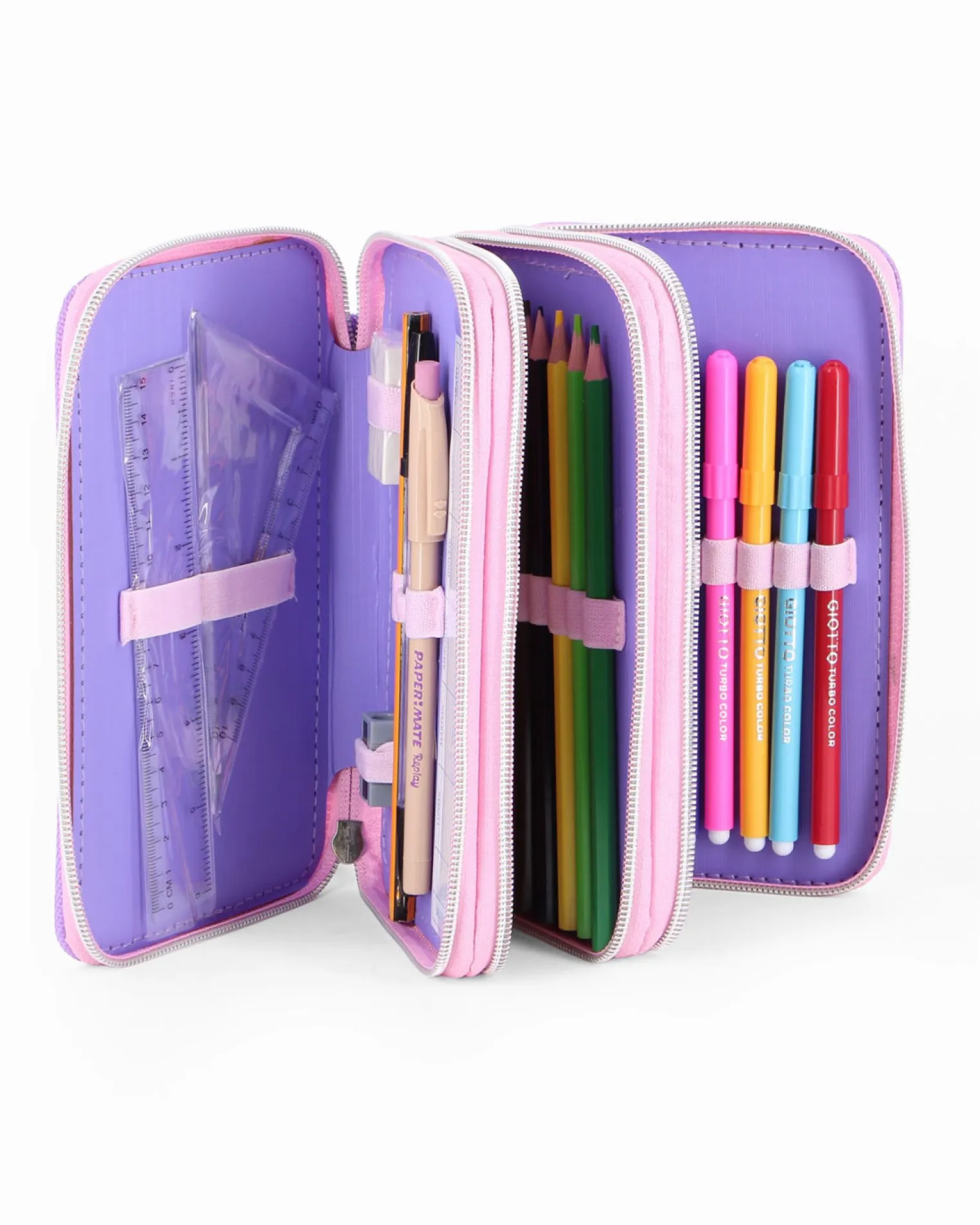 UNICORNO - ASTUCCIO 3 ZIP CON STAMPA 3D E PENNA PAPERMATE
