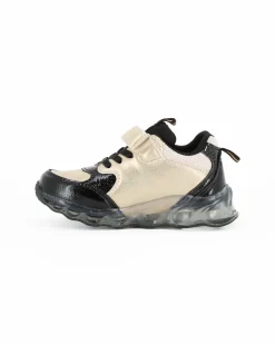 UNICORNO - Sneakers oro e nera da bimba con luci e strappo