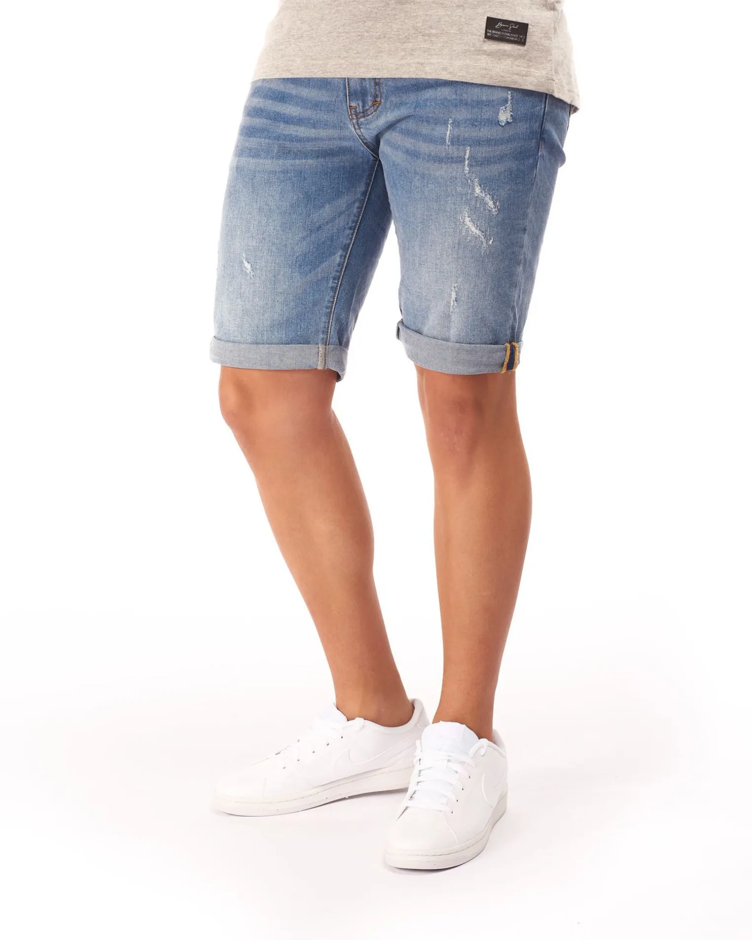 UOMO BERMUDA JEANS CHIARO ROTTURE