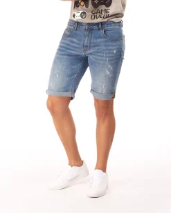 UOMO BERMUDA JEANS CHIARO ROTTURE