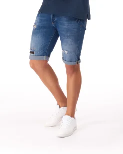 UOMO BERMUDA JEANS MEDIO ROTTURE