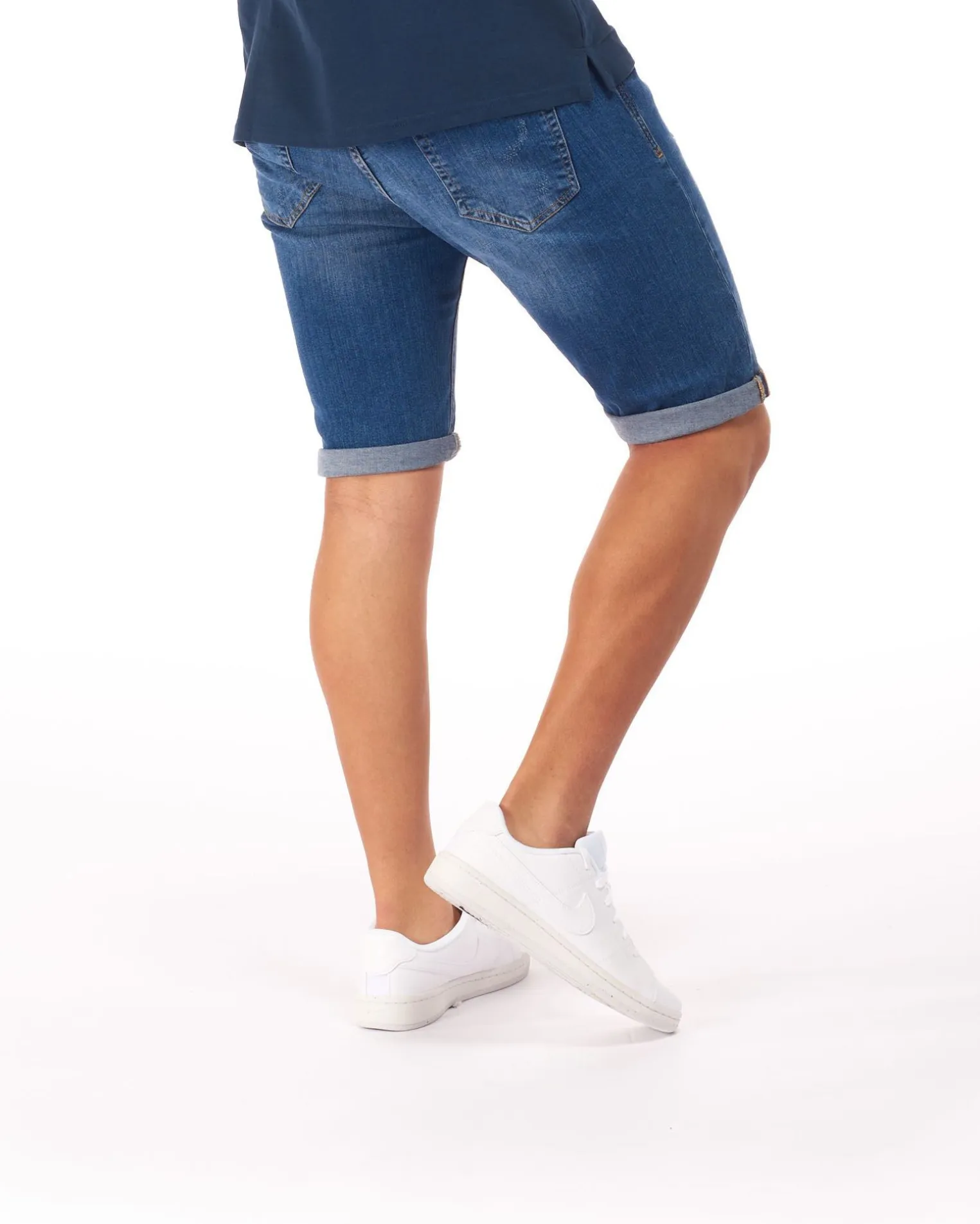 UOMO BERMUDA JEANS MEDIO ROTTURE