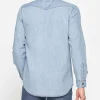 UOMO CAMICIA JEANS MANICA LUNGA