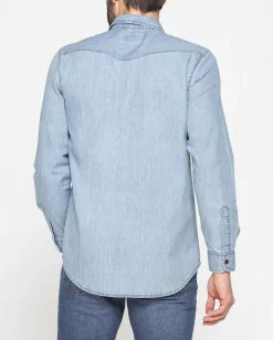 UOMO CAMICIA JEANS MANICA LUNGA