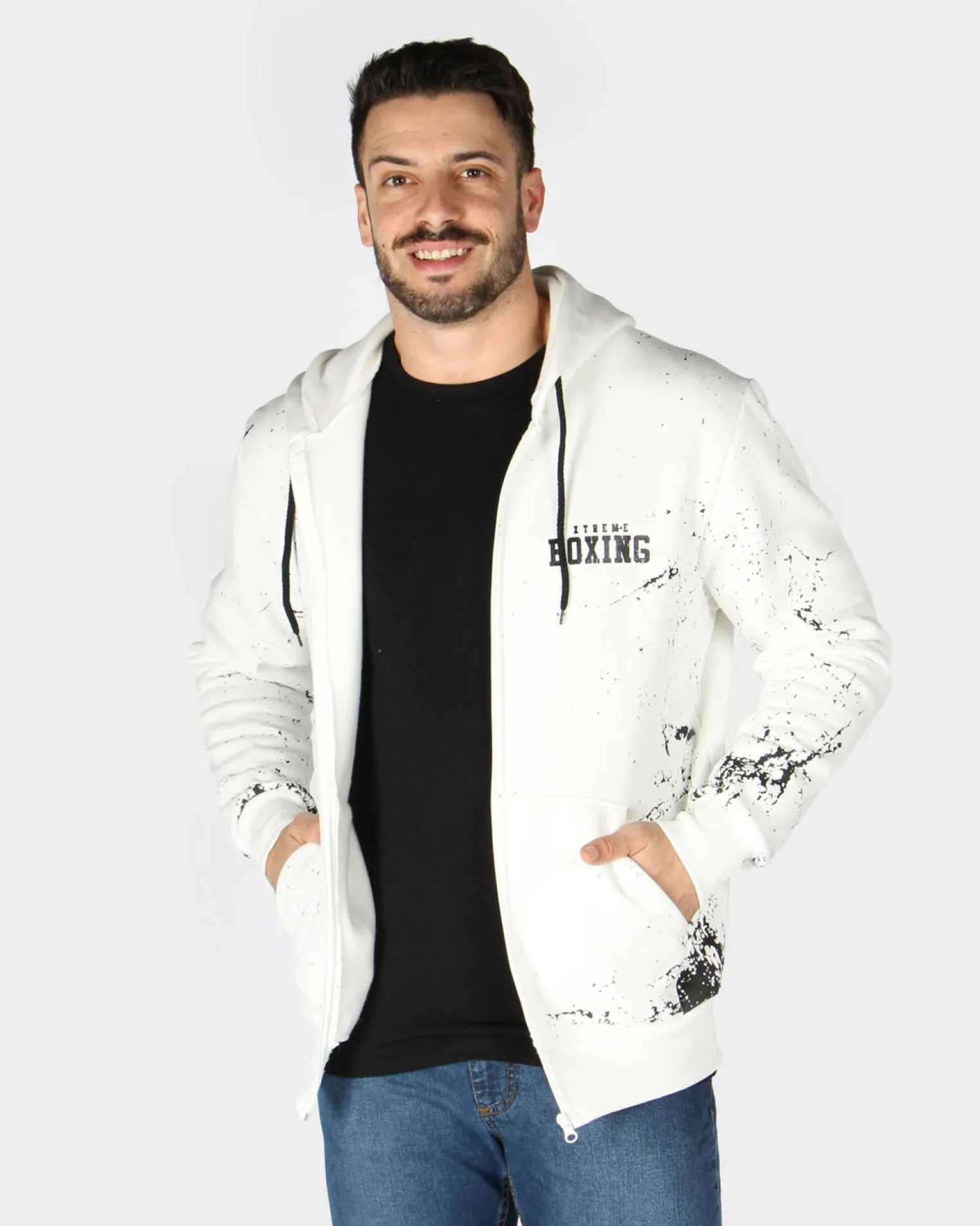 UOMO FELPA CON ZIP E CAPPUCCIO
