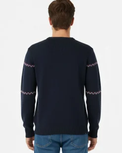US GRAND - Maglione manica lunga blu con renna