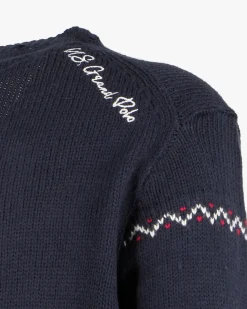US GRAND - Maglione manica lunga blu con renna