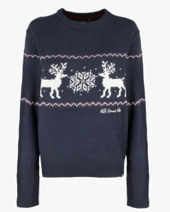 US GRAND - Maglione manica lunga blu con renna