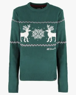 US GRAND - Maglione manica lunga verde con renna