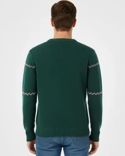 US GRAND - Maglione manica lunga verde con renna