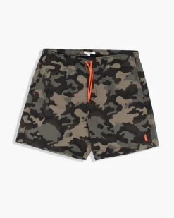 WAIKIKI RUN - BOXER DA MARE VERDE MILITARE CON DETTAGLI ARANCIONE FLUO DA UOMO - SCIPIO