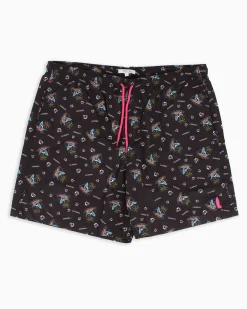 WAIKIKI RUN - BOXER MARE NERO CON DETTAGLI GRAFICI DA UOMO, IBIZA