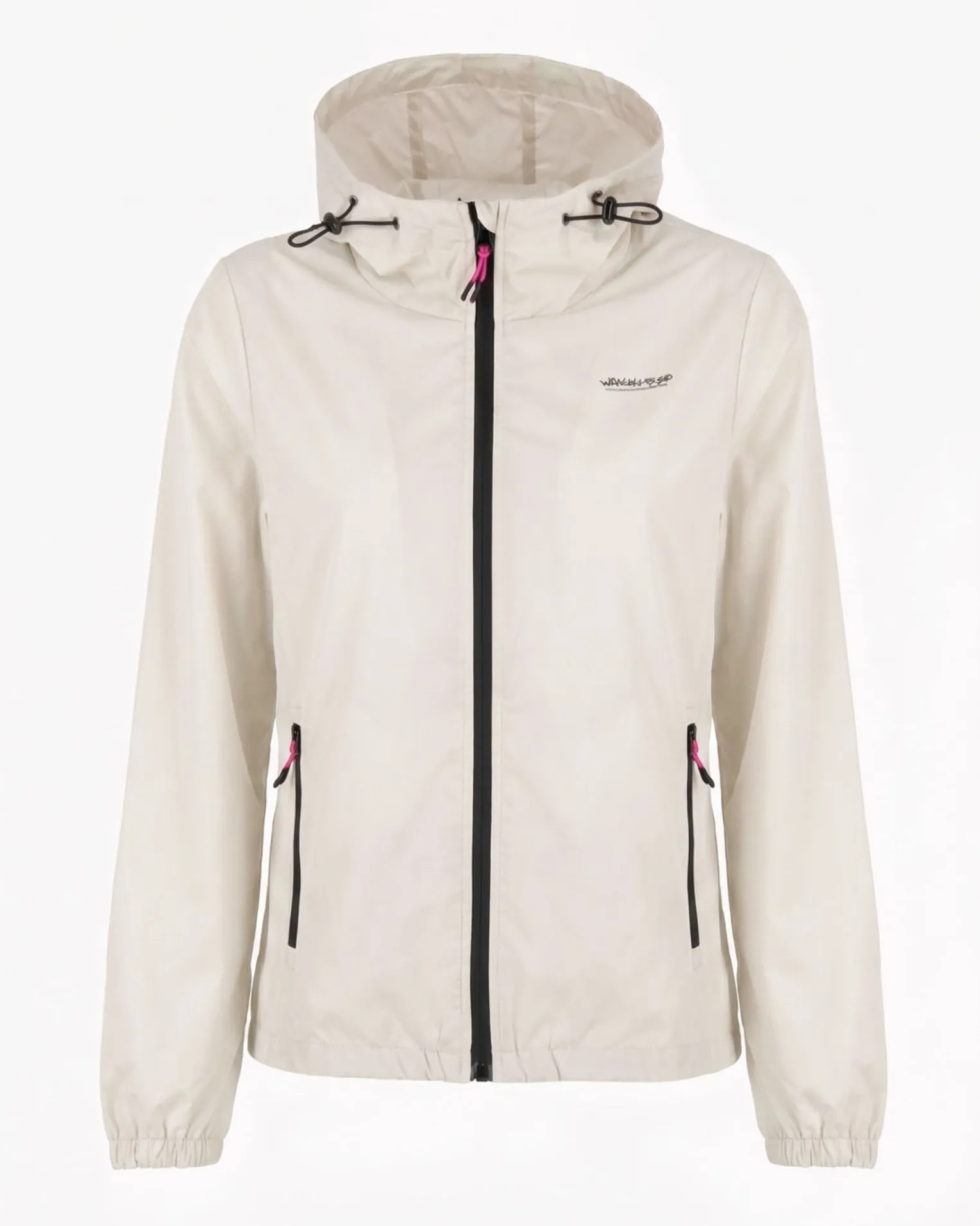 WAIKIKI RUN- K-WAY CON CAPPUCCIO DONNA BIANCO PERLA CON DETTAGLI FUXIA - LESINA