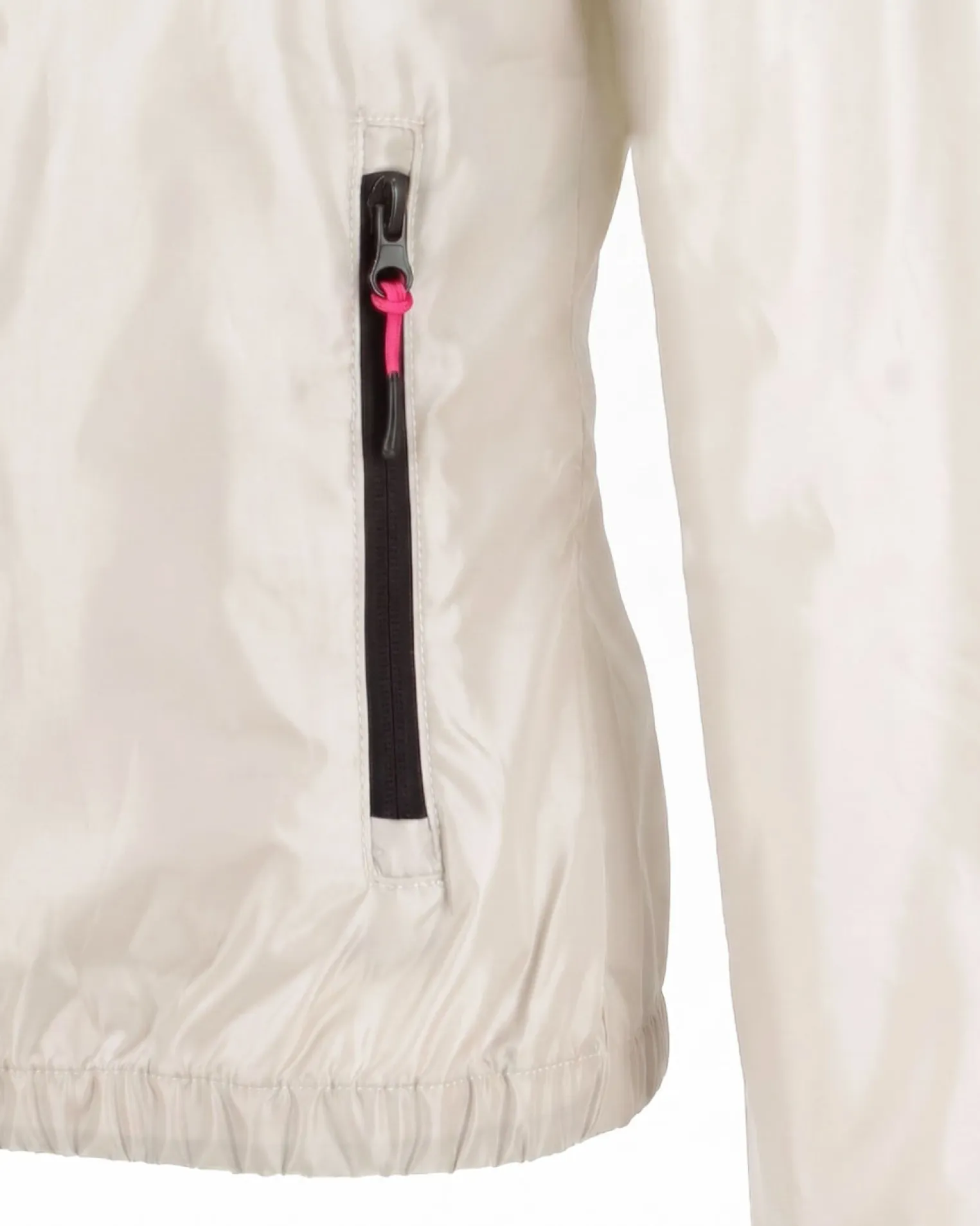 WAIKIKI RUN- K-WAY CON CAPPUCCIO DONNA BIANCO PERLA CON DETTAGLI FUXIA - LESINA