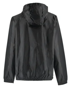 WAIKIKI RUN- K-WAY CON CAPPUCCIO FULL ZIP UOMO NERO CON DETTAGLI ARANCIONI FLUO - VERANO