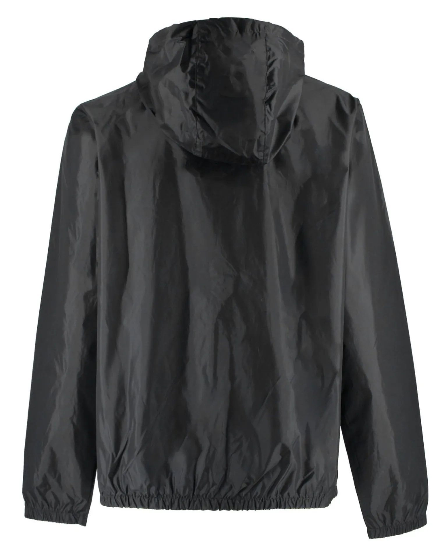 WAIKIKI RUN- K-WAY CON CAPPUCCIO FULL ZIP UOMO NERO CON DETTAGLI ARANCIONI FLUO - VERANO