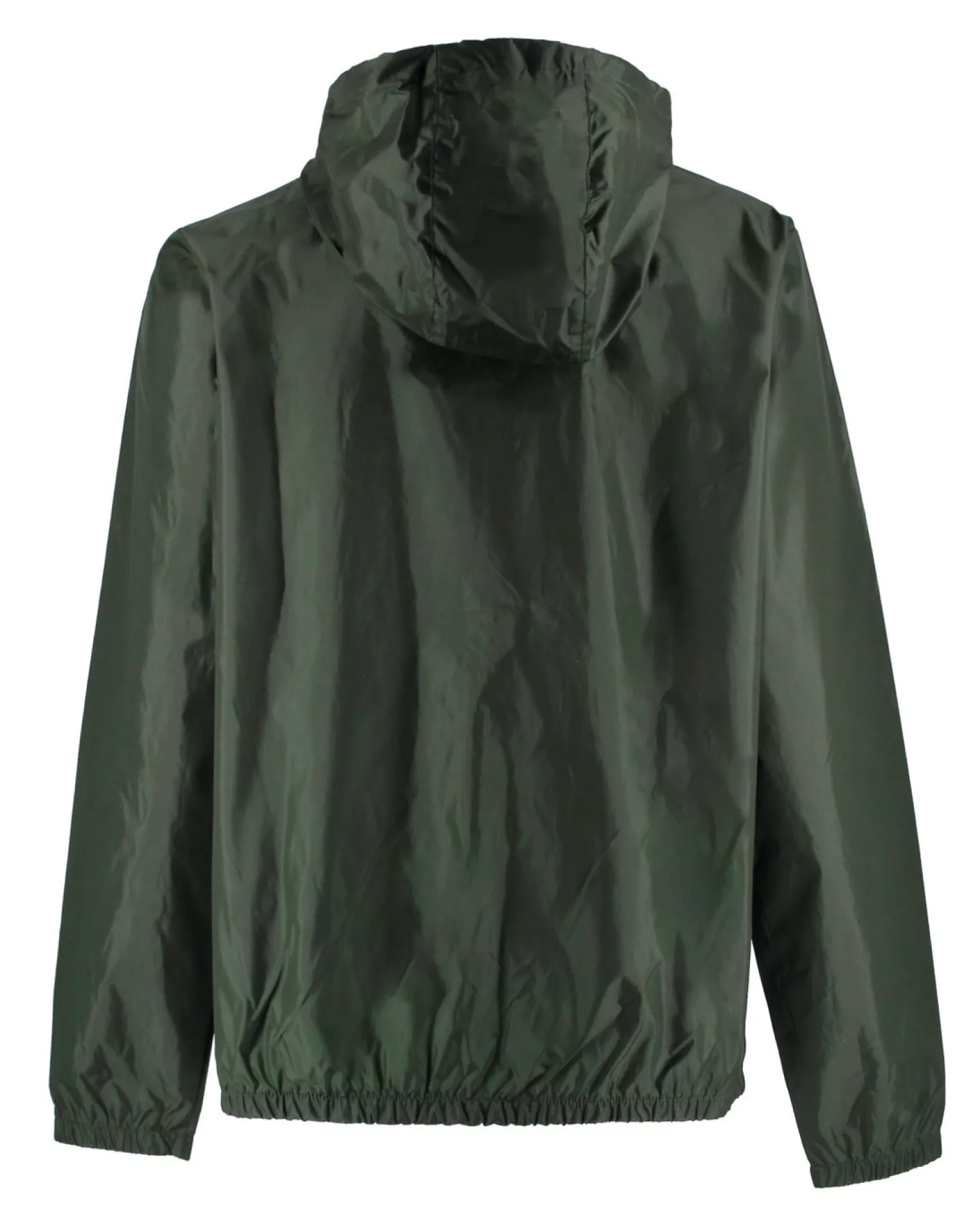 WAIKIKI RUN- K-WAY CON CAPPUCCIO FULL ZIP UOMO VERDE MILITARE CON DETTAGLI ARANCIONI FLUO - VERANO