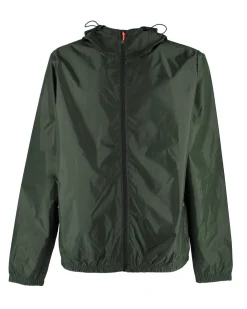 WAIKIKI RUN- K-WAY CON CAPPUCCIO FULL ZIP  UOMO VERDE MILITARE CON DETTAGLI ARANCIONI FLUO - VERANO