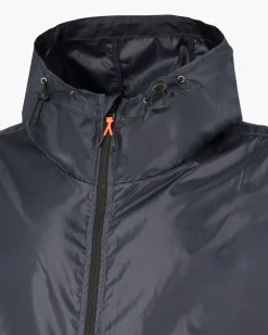 WAIKIKI RUN- K-WAY CON CAPPUCCIO FULL ZIP UOMO BLU SCURO CON DETTAGLI ARANCIONI FLUO - VERANO