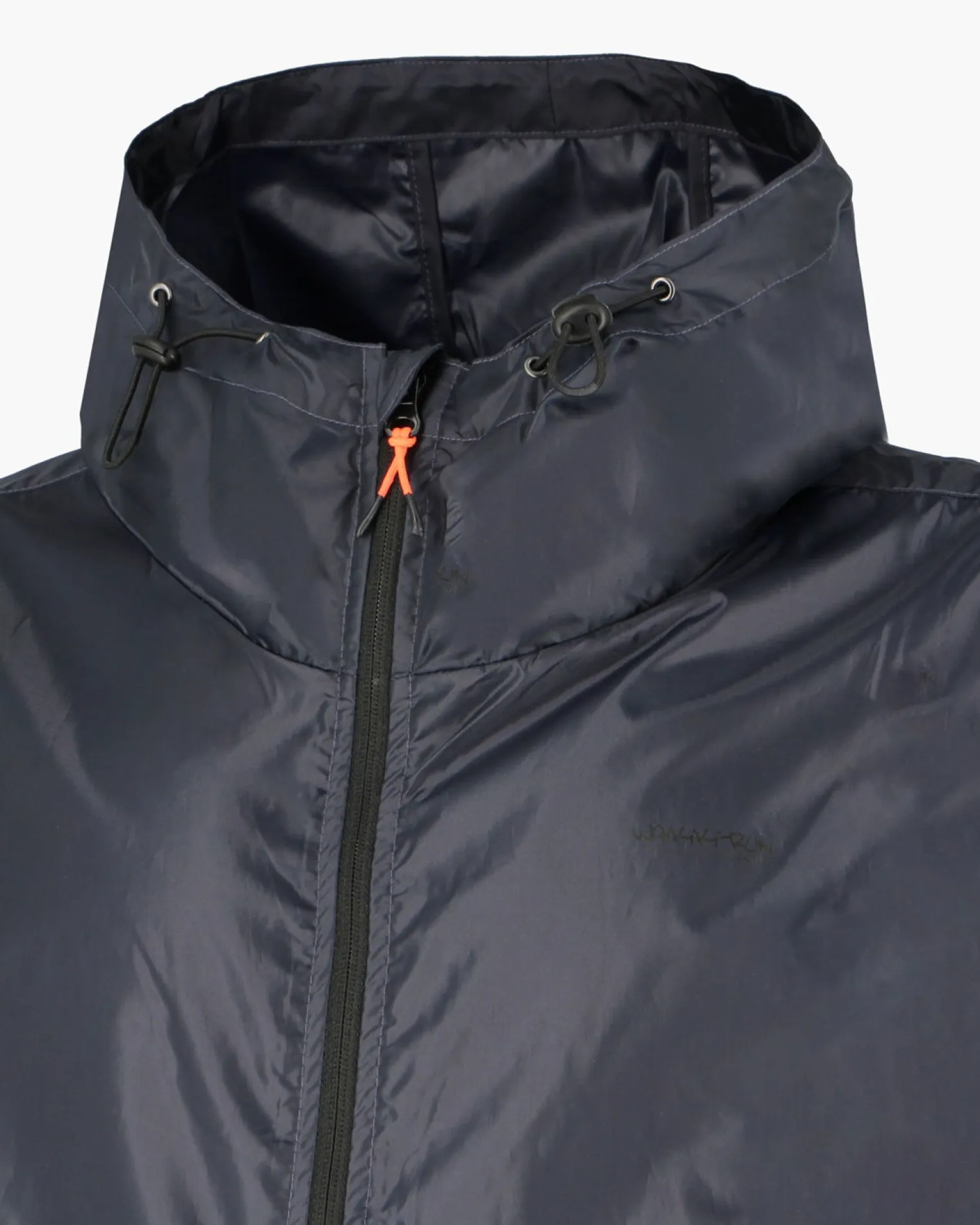 WAIKIKI RUN- K-WAY CON CAPPUCCIO FULL ZIP UOMO BLU SCURO CON DETTAGLI ARANCIONI FLUO - VERANO