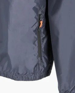 WAIKIKI RUN- K-WAY CON CAPPUCCIO FULL ZIP  UOMO  BLU SCURO CON DETTAGLI ARANCIONI FLUO - VERANO