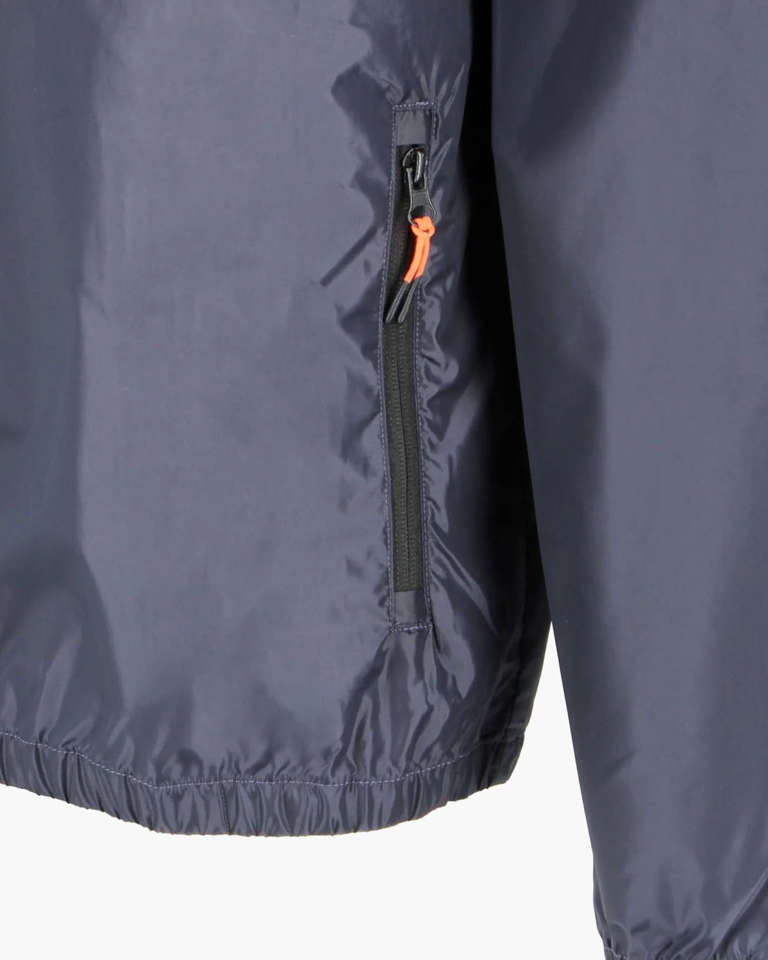 WAIKIKI RUN- K-WAY CON CAPPUCCIO FULL ZIP UOMO BLU SCURO CON DETTAGLI ARANCIONI FLUO - VERANO