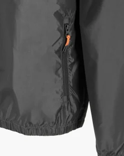 WAIKIKI RUN- K-WAY CON CAPPUCCIO FULL ZIP UOMO NERO CON DETTAGLI ARANCIONI FLUO - VERANO