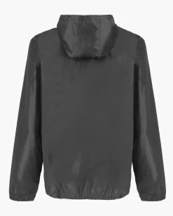 WAIKIKI RUN- K-WAY CON CAPPUCCIO FULL ZIP UOMO NERO CON DETTAGLI ARANCIONI FLUO - VERANO